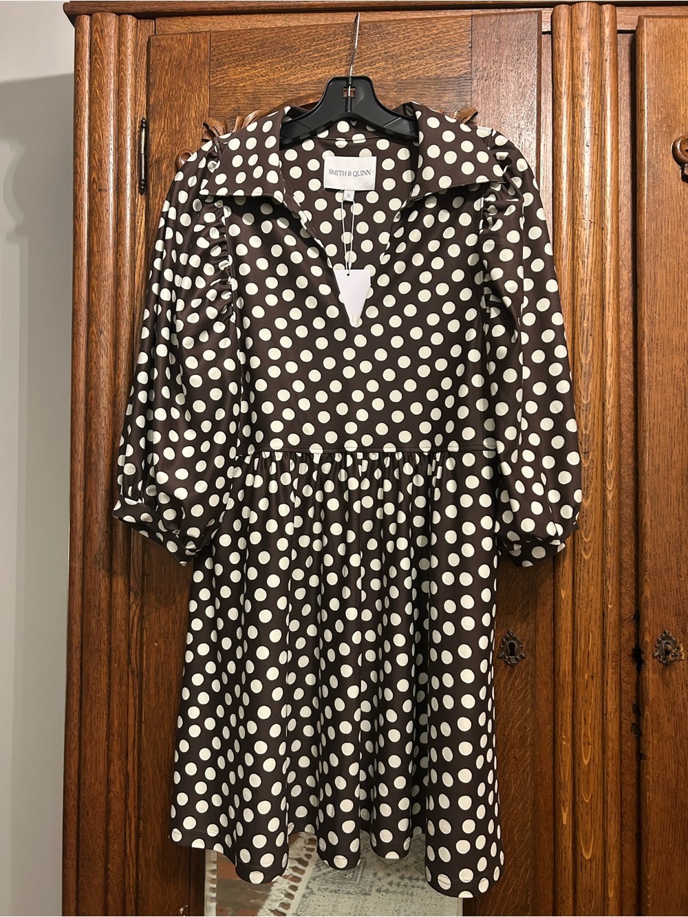 SMITH & QUINN Brown Polka Dot Mini Dress